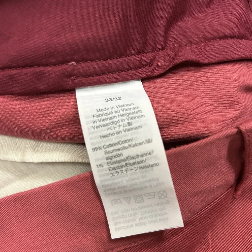 J Crew Slim Fit Chino Pants Mens 33x32 Pink Straight Flex New with Tags‎ NWT